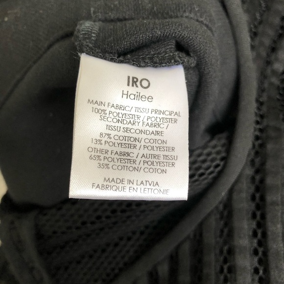IRO Black Hailee Sleeveless Mesh Contrast Racerback Exposed Zip Mini Dress Sz 38 - Picture 8 of 9